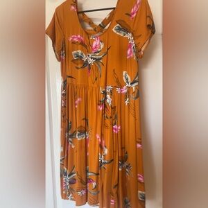 Torrid Orange Floral Midi Dress